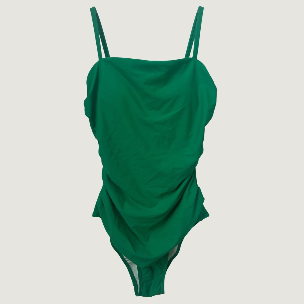 Cupshe Emerald Green Ruched Square Neck Swimsuit Med